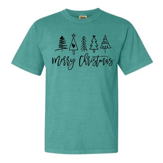 Merry Christmas Doodle Trees Black