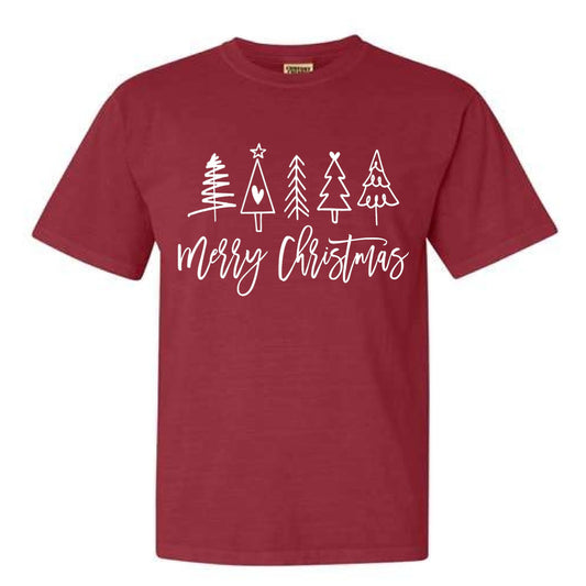 Merry Christmas Doodle Trees White