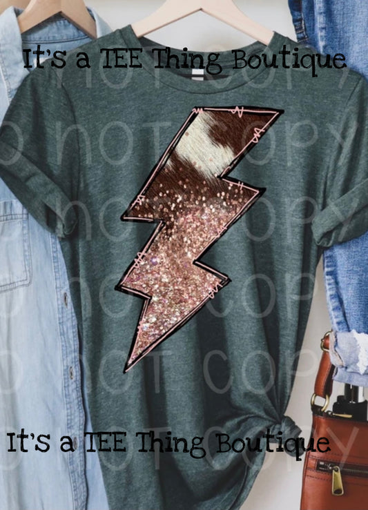 Cowhide lightning bolt